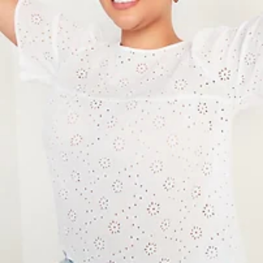 Old navy new plus white Oversized Eyelet flutter sleeve shirt